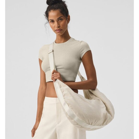 ALO Yoga Handbags - Alo Om The Go Gym Sling Bag Bone Cream Nude Large Weekend Shoulder Purse Tote